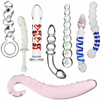 Female Crystal Glass Dildo Masturbator Realistic Dildo Penis Glass Anal Butt Plug Sex toys Women Vaginal Stimulation Sex Toys 1