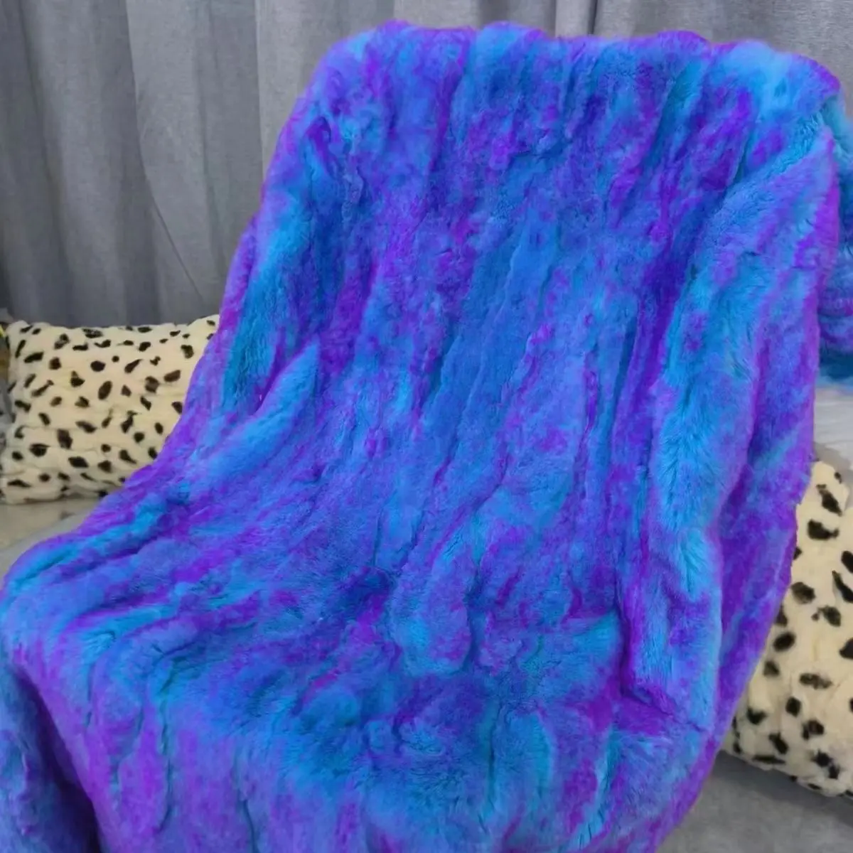 New Natural real genuine rex rabbit Fur Blanket Soft plateClothing fabric 110X70CM