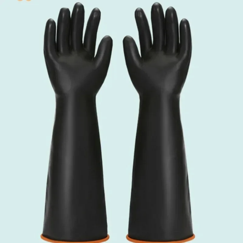 Protective Gloves Safety Gloves Black Heavy Duty Rubber Gloves Acid Alkali Resistant 35/45/55cm