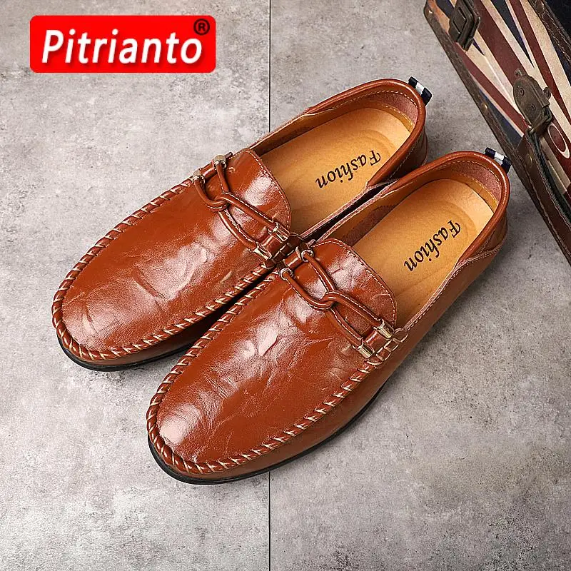 

Big Size 38-47 Men Slip on Shoes Casual Men's Loafers Summer Man Moccasins Shoes Genuine Leather Male Flats Luxury Business Shoe