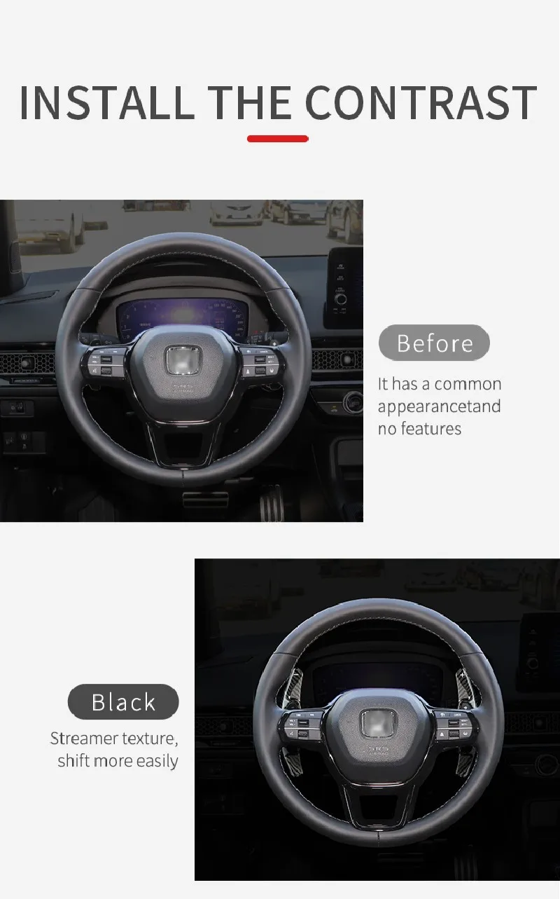 T-carbon Paddle Shift For Honda Civic FE FL 2021-2023 G11 11 Gen Car Steering Wheel Carbon Fiber Paddle Shifter DSG Accessories