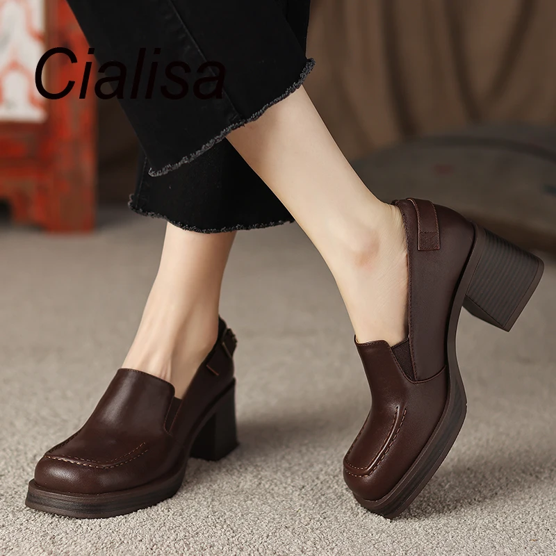 

Женские туфли-лодочки из натуральной кожи, на высоком каблуке, размеры 34-40