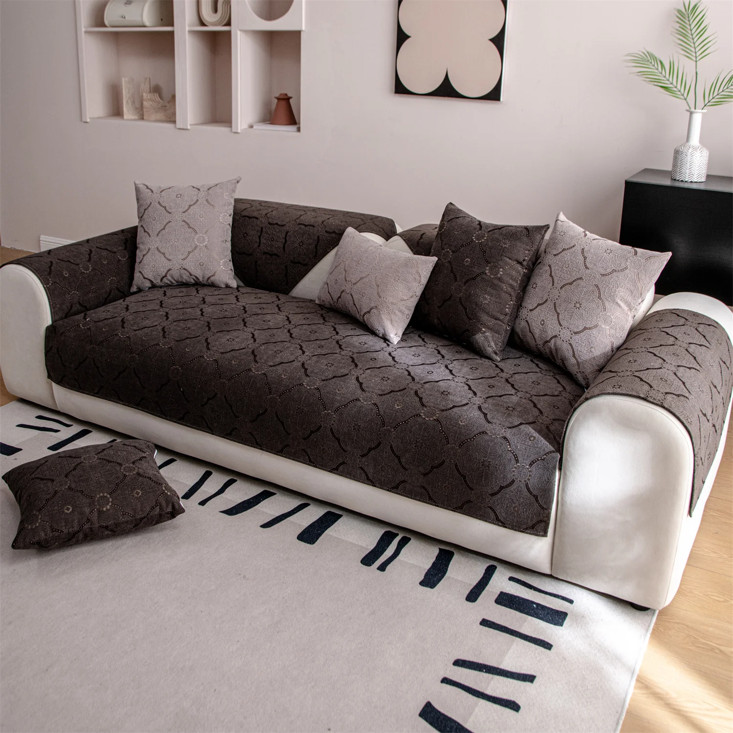 Jacquard Water Repellent Sofa Couch Cover Anti-Scratch, Anti-Slip Sofa Slipcovers for Living Room Couch Seat Cover Protector 6