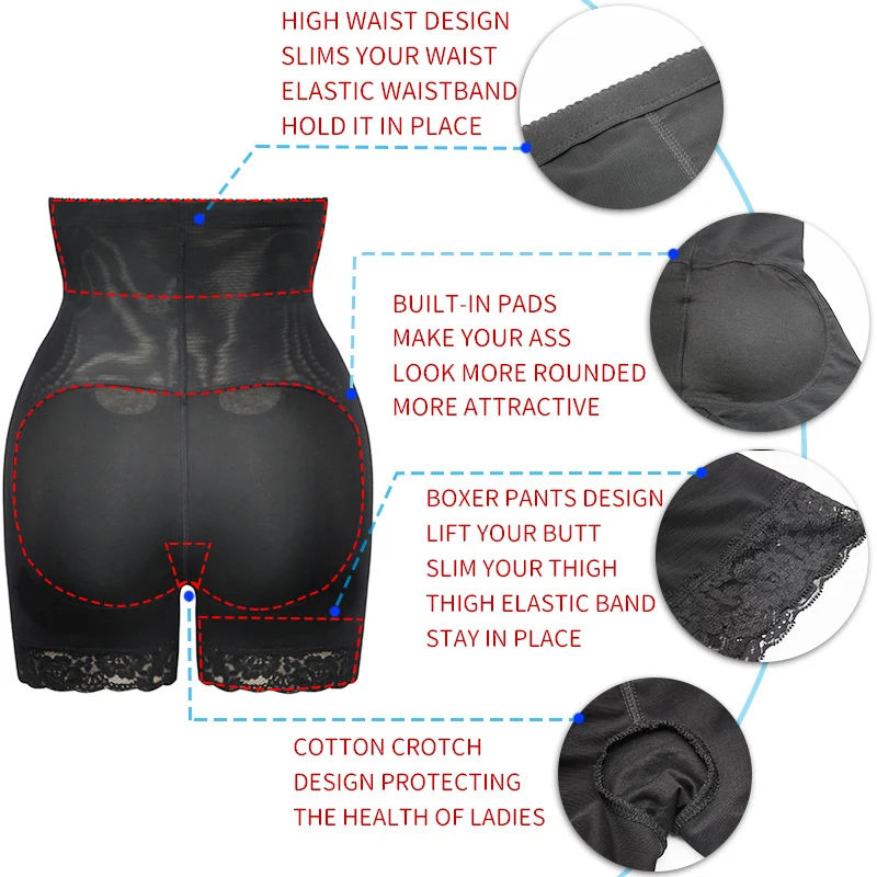 Hip Booty Enhancer High Waist Padded Butt Lifter Tummy Control Panties Briefs Shapewear With Pad Shorts Body Shaper Underwear