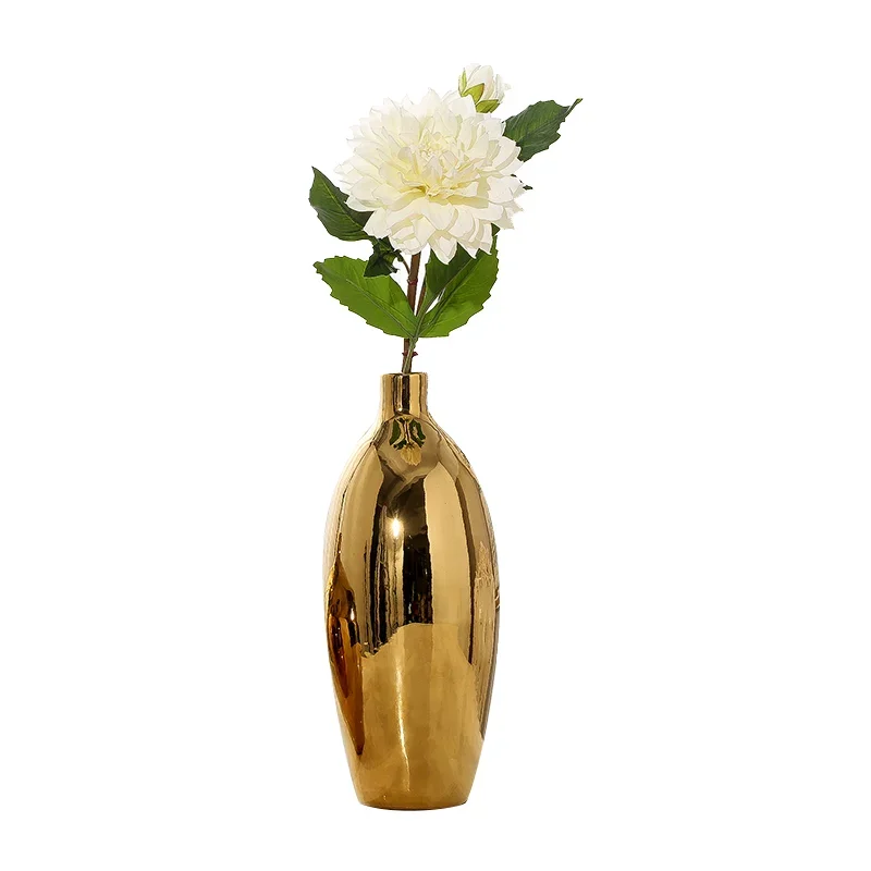 Large Gold Ceramic Vase European Simple Modern Table Flower Vase Living Room Decoration Floreros Luxury Interior Antiques AA50VA