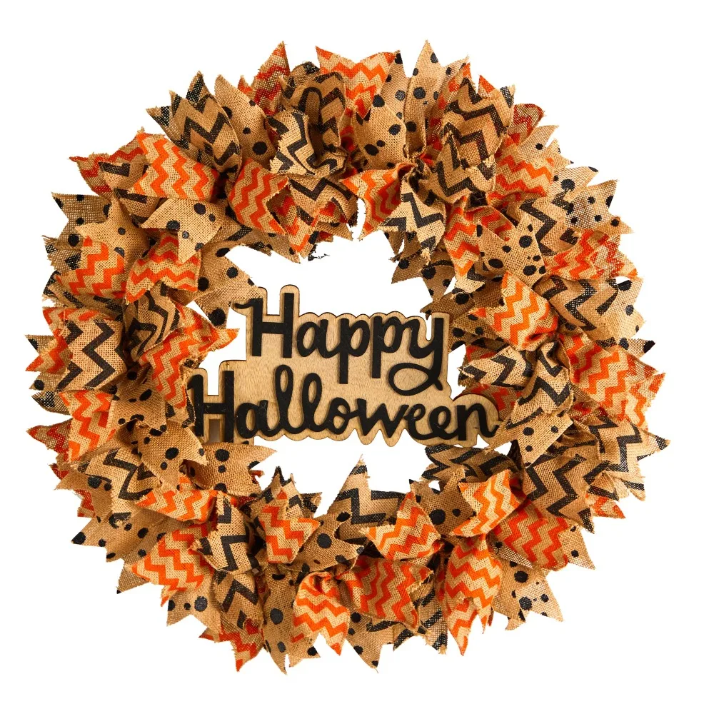 

30in. Halloween Burlap Ribbon Wreath, halloween decorations for home