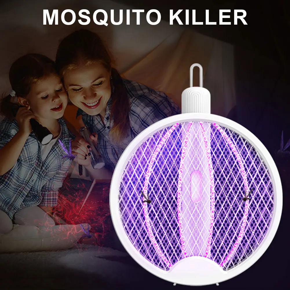 Foldable Bug Zapper Racket Rechargeable Electric Fly Swatter Safe Fly Killer and Mosquito Trap Lamp for Indoor and Outdoor