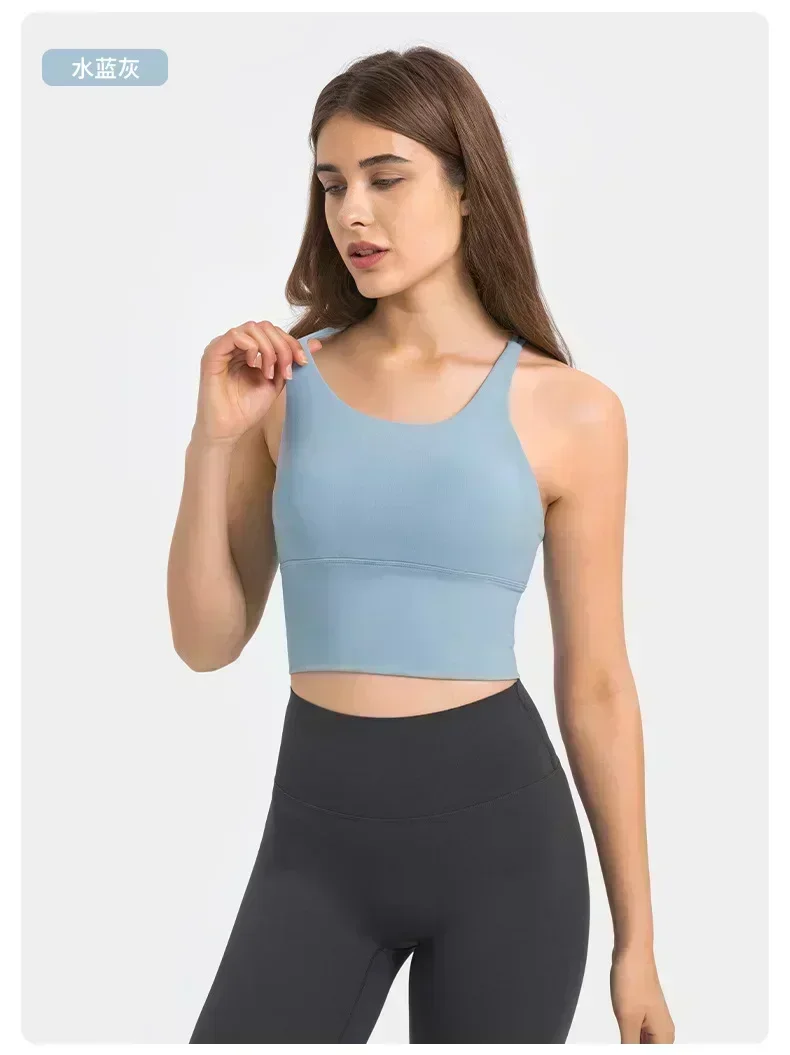 Lemon Sexy Strappy Back Sports Bras Padded Crisscross Backless U-neck Cropped Yoga Bras Workout Clothes for Women Gym Tank Top 4