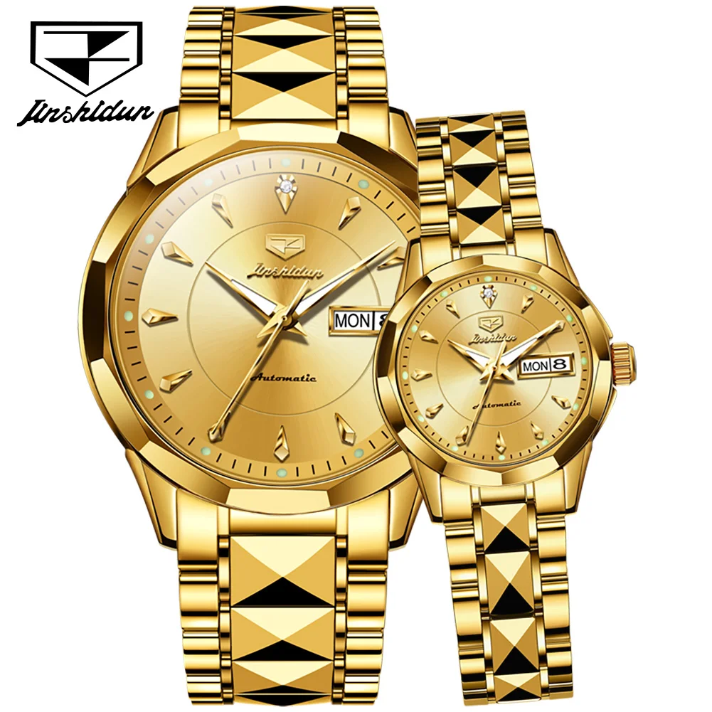 JSDUN 8936 Automatic Watch Luxury Business Mechanical Couple Watches Week Calendar Display Fashion Waterproof Dress Wristwatch