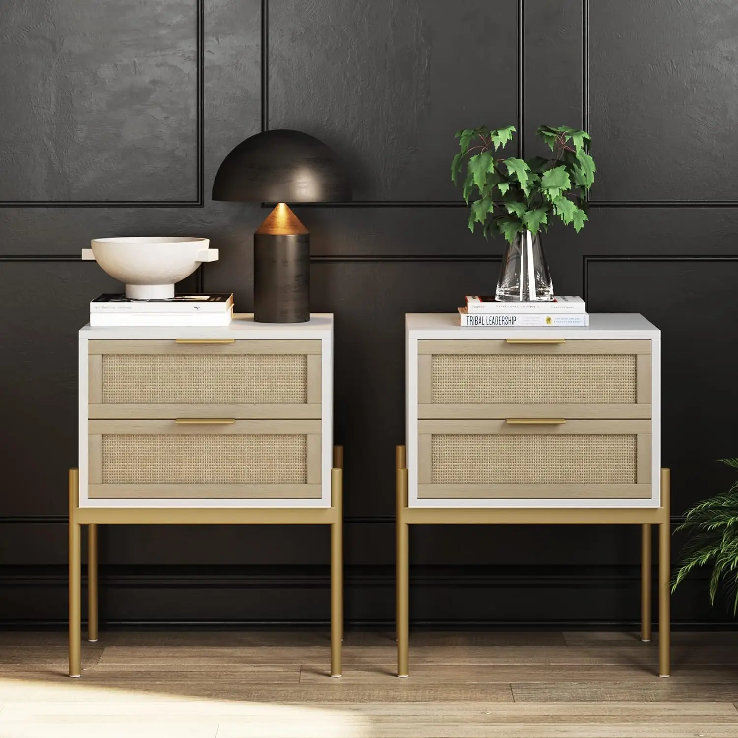 

Nathan James Andrew Nightstand, Accent Bedside End Side Table with Storage Drawer, and Mid-Century Modern Legs
