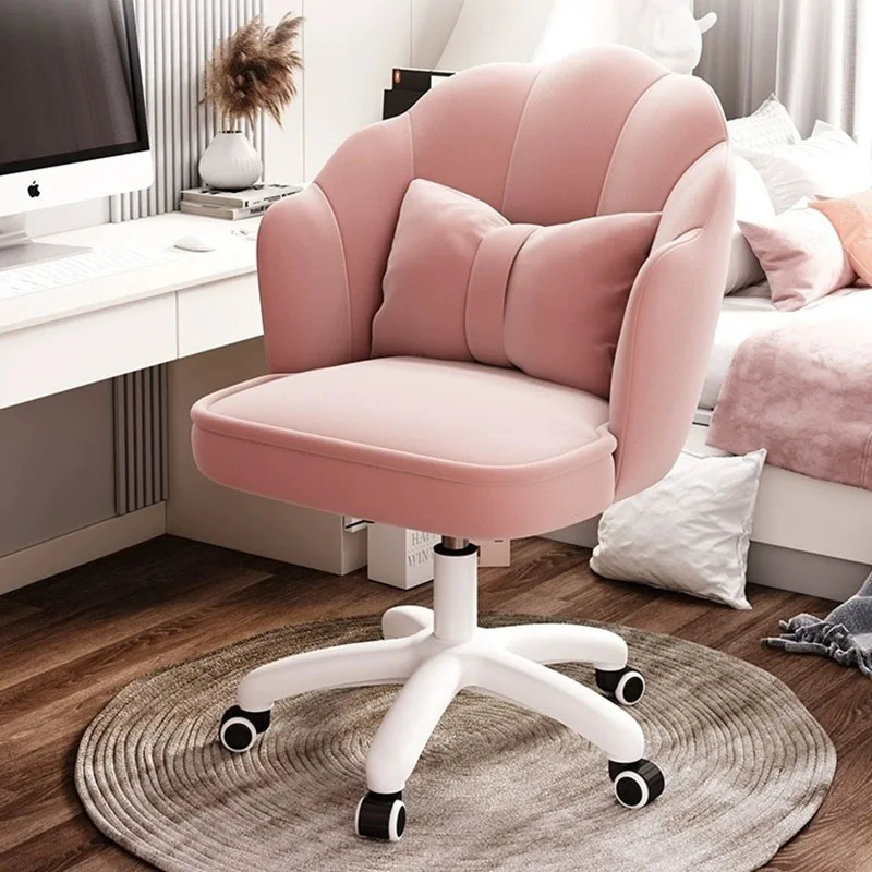 Handle White Wheels Office Chair Back Cushion Design Armrest Pad Lounge Swivel Chair Lazy Comfortable Silla Plegable Furniture