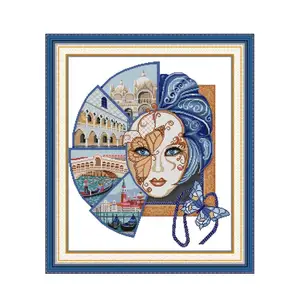 Venice Mask cross stitch kit  14ct 11ct count print canvas hand sew cross-stitching embroidery handmade needlework