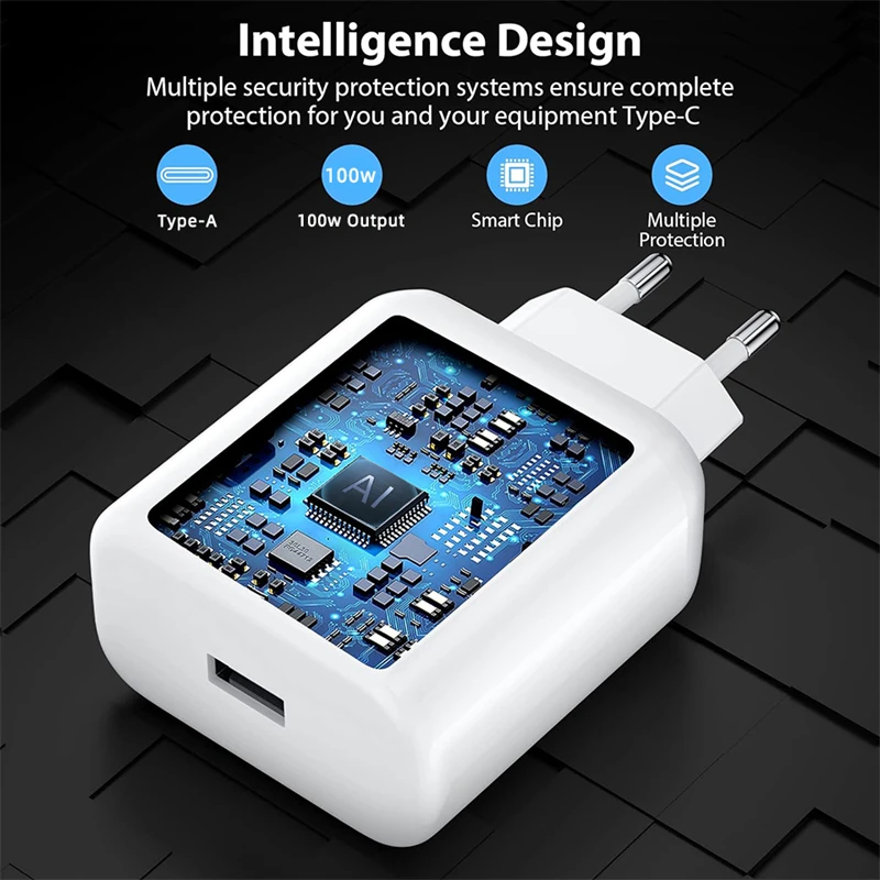 100W SuperVOOC Fast Charging Phone Adapter with USB to Type C Cable