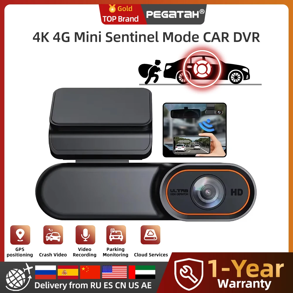 PEGATAH Mini 4G CAR DVR 1080P 4K WIFI Dash Cam Black Box Room Night Vision Cam Parking Monitor GPS Positioning