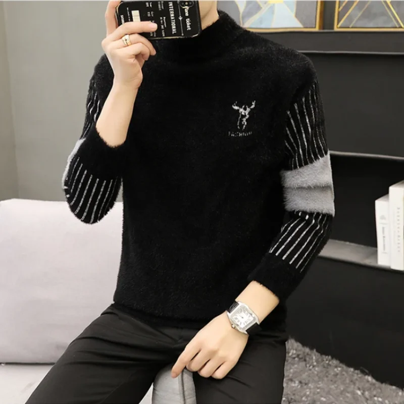 2023 Autumn and Winter New Oversize Trendy Men's Clothing Simplicity Printed Round Neck Long Sleeve Simplicity Casual Pullover