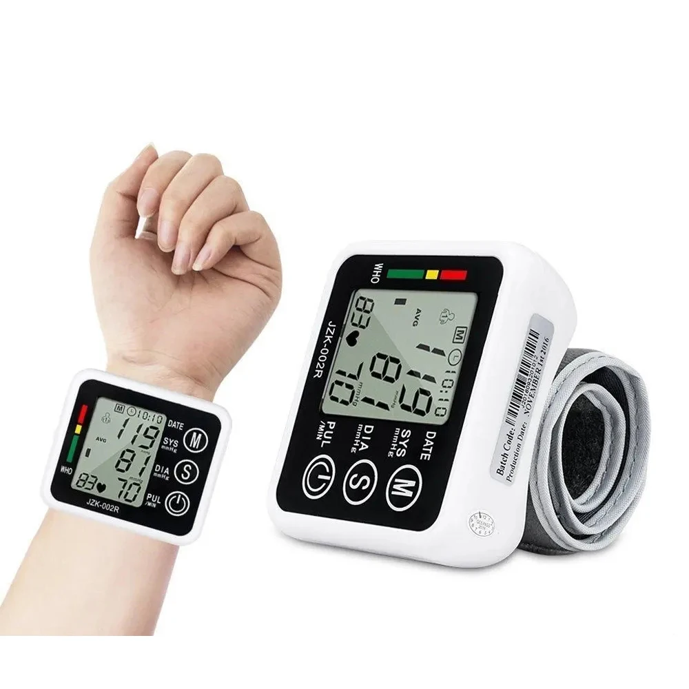 Automatic Digital Blood Pressure Heart Monitor Tensiometer Wrist Cuff Manometer Sphygmomanometer BP Pulse Rate Meter Machine