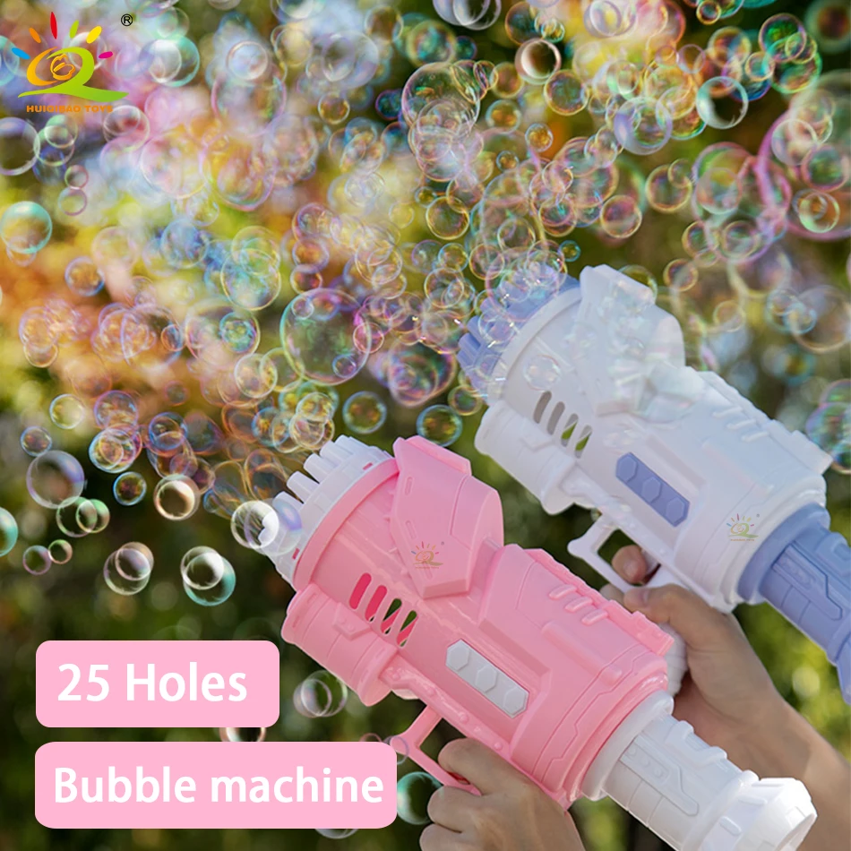 

HUIQIBAO Electric Foaming Light Bubble Machine Summer Beach Bubbles Gun Outdoor Toys for Children Kids Gifts Interactive Game