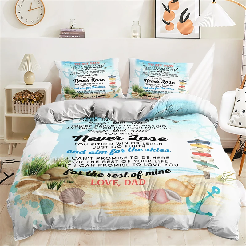 

2/3pc Duvet Cover Digitally Printed with Customized Text for Father and Mother Kids and Adults Bedding Set Single Double Queen