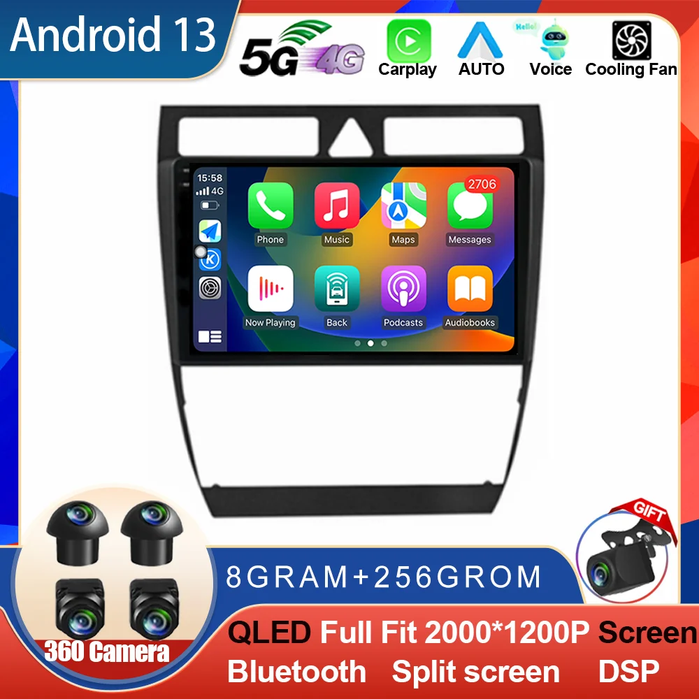 

Android 13 For Audi A6 C5 1997-2004 S6 RS6 Car Radio Multimedia RDS 4G Carplay 2Din GPS 2din Autoradio Stereo Video Audio WIFI