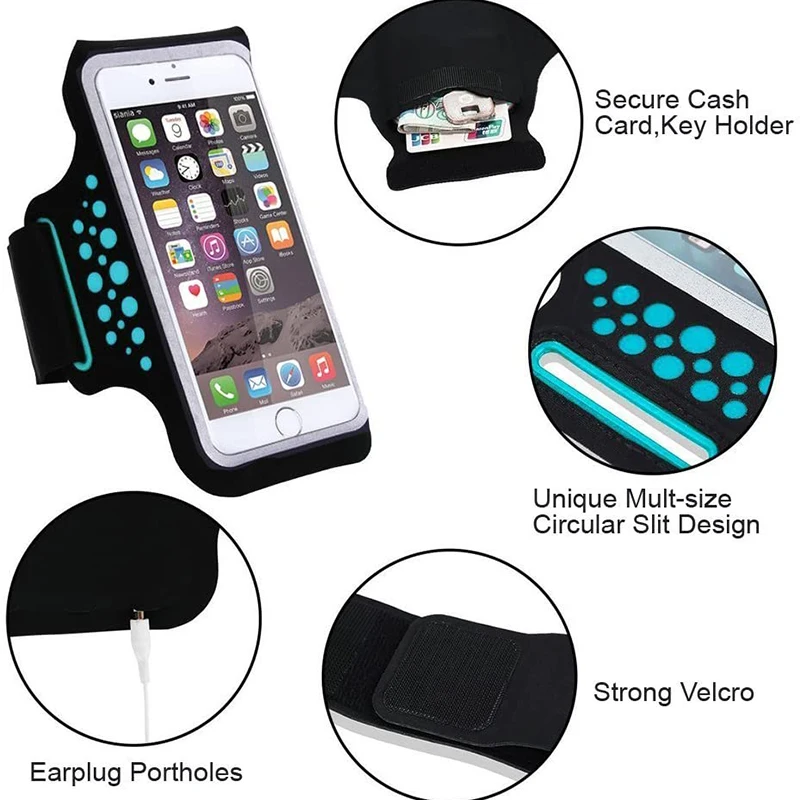 HAISSKY 5.0" Small Running Sports Armband Bag For iPhone 13 12 Mini 11 Pro 6 6s 7 8 SE On Hand Belt Workout Arm Bags Pouch