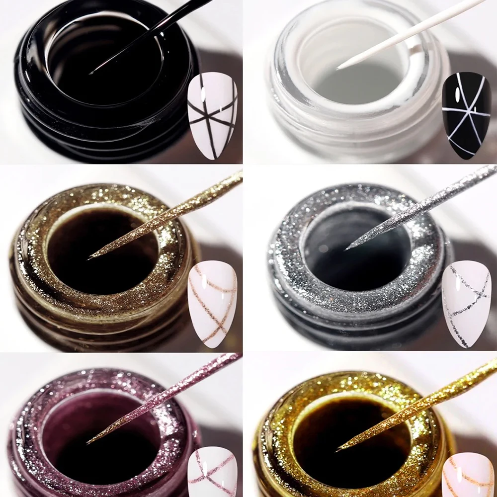 Linea Di Pittura Metallica Da 10Ml Gel Per Nail Art Specchio Semipermanente Argento/Oro/Rosa Gel Per Pittura Gel Professionale Per Manicure