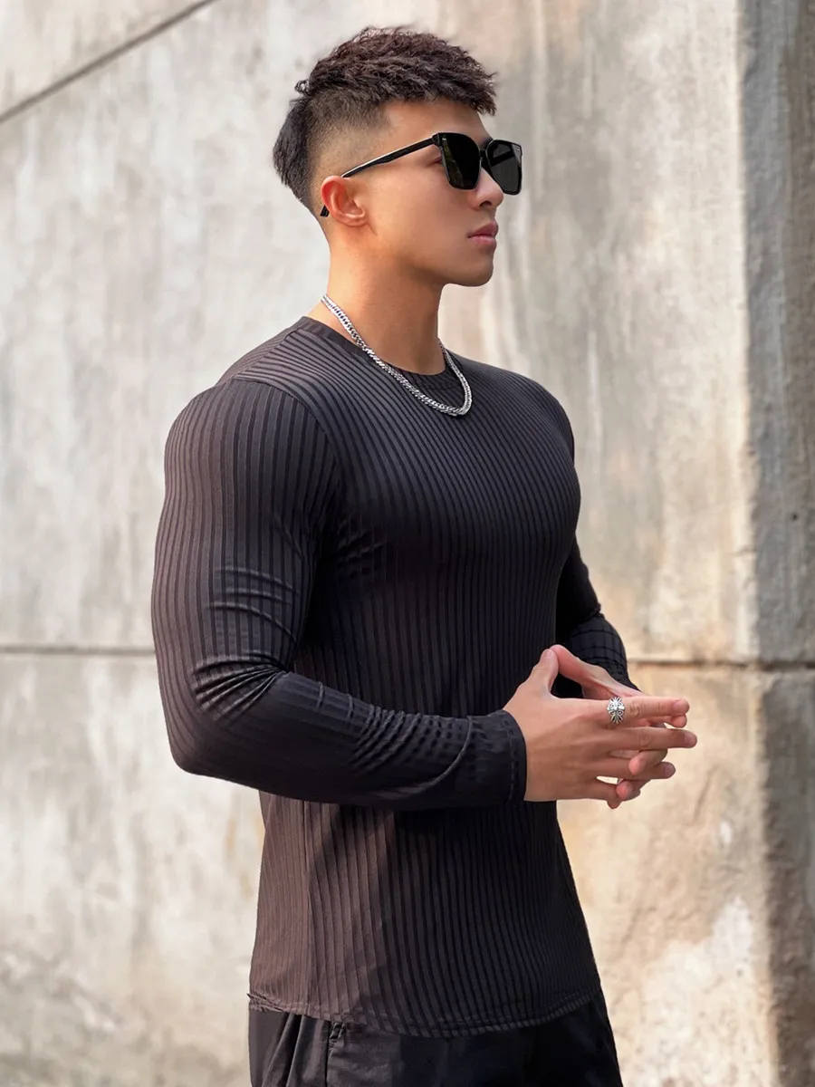 Men's Long Sleeve Quick Dry Fitness T-Shirt - Casual Athletic Performance Top
