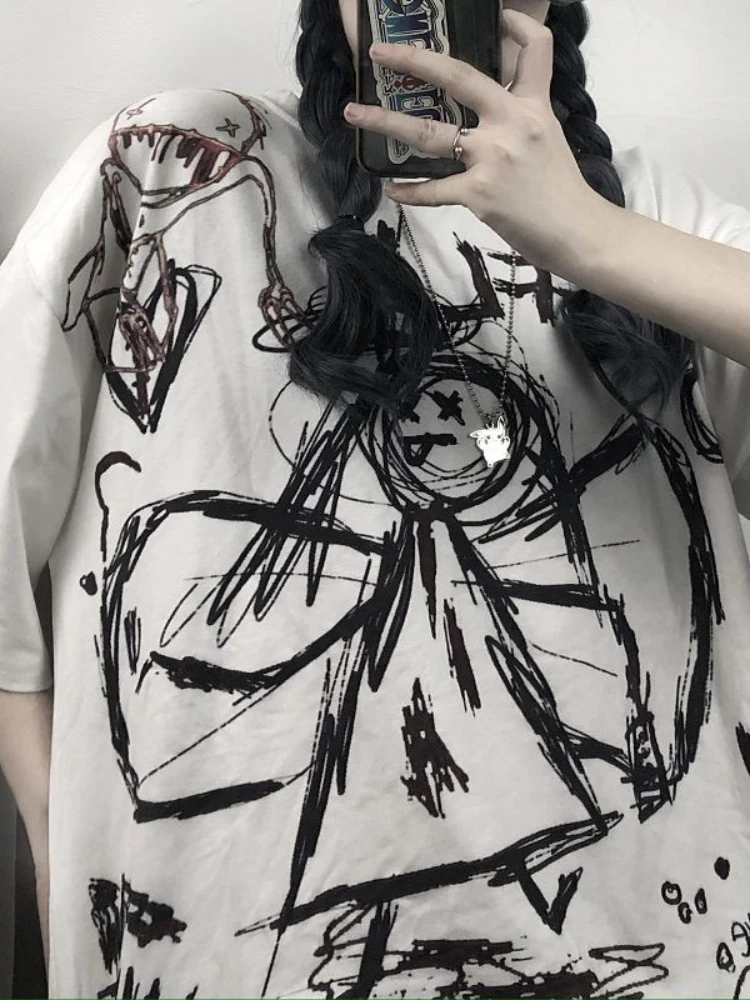 Aesthetic Goth Anime Girl Soft Grunge Aesthetic Gothic Tie-Dye Long Sleeve  Shirt