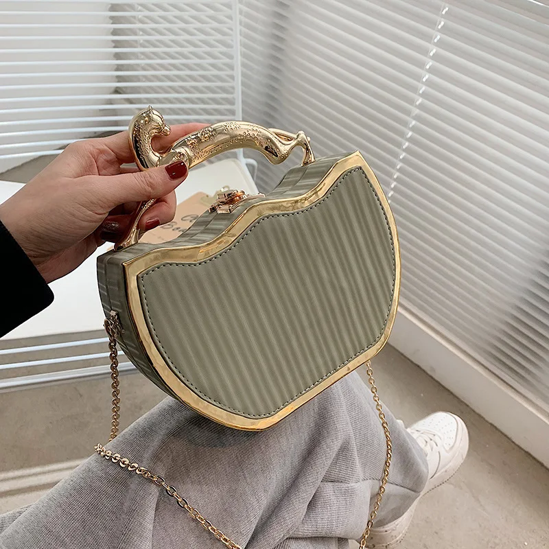 Luxury Designer Stripe Printed Women's Handbag Fashion Chain Single