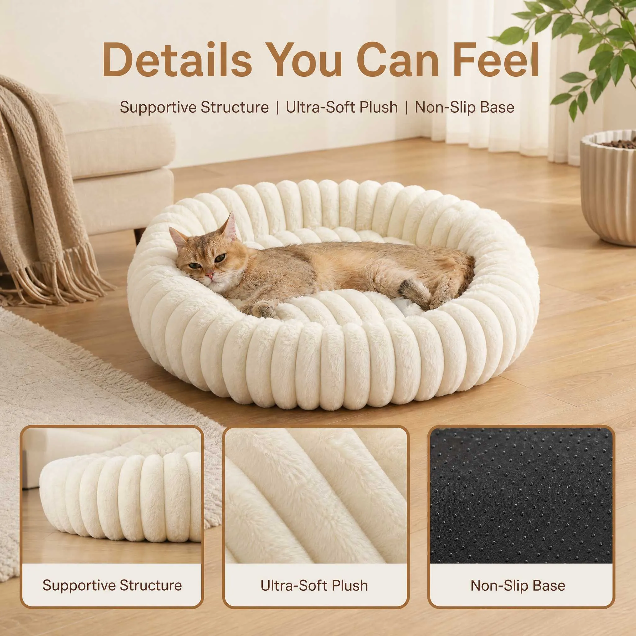 Ultra Soft Round Donut Pet Bed For Small And Medium Cats And Dogs_voghion.com