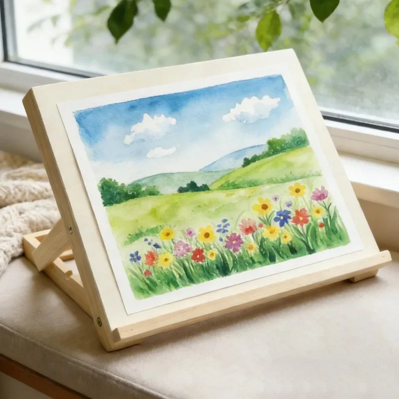 그림 그리기용 데스크탑 이젤, 나무 재질 각도 조절 가능 접이식 홀더, 성인 초보자 청소년용 접이식 페인팅 이젤 테이블탑