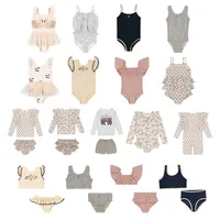 Promotional Children's Swimsuits KS Series Girls Suspender Swimsuits Baby Long-sleeved Sun Protection Vacation Beach Pants Set 1