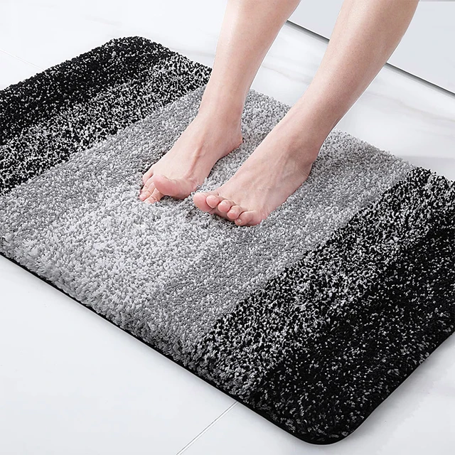 Thick Microfiber Bath Mat High Quality Non-slip Absorbent Bathroom Rug with  High Low Pile Design and Comfortable Foot Feeling - AliExpress