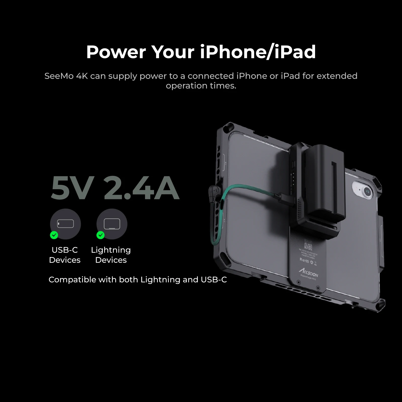 Accsoon Seemo 4K iPhone ipad Charging SD Reader H.264