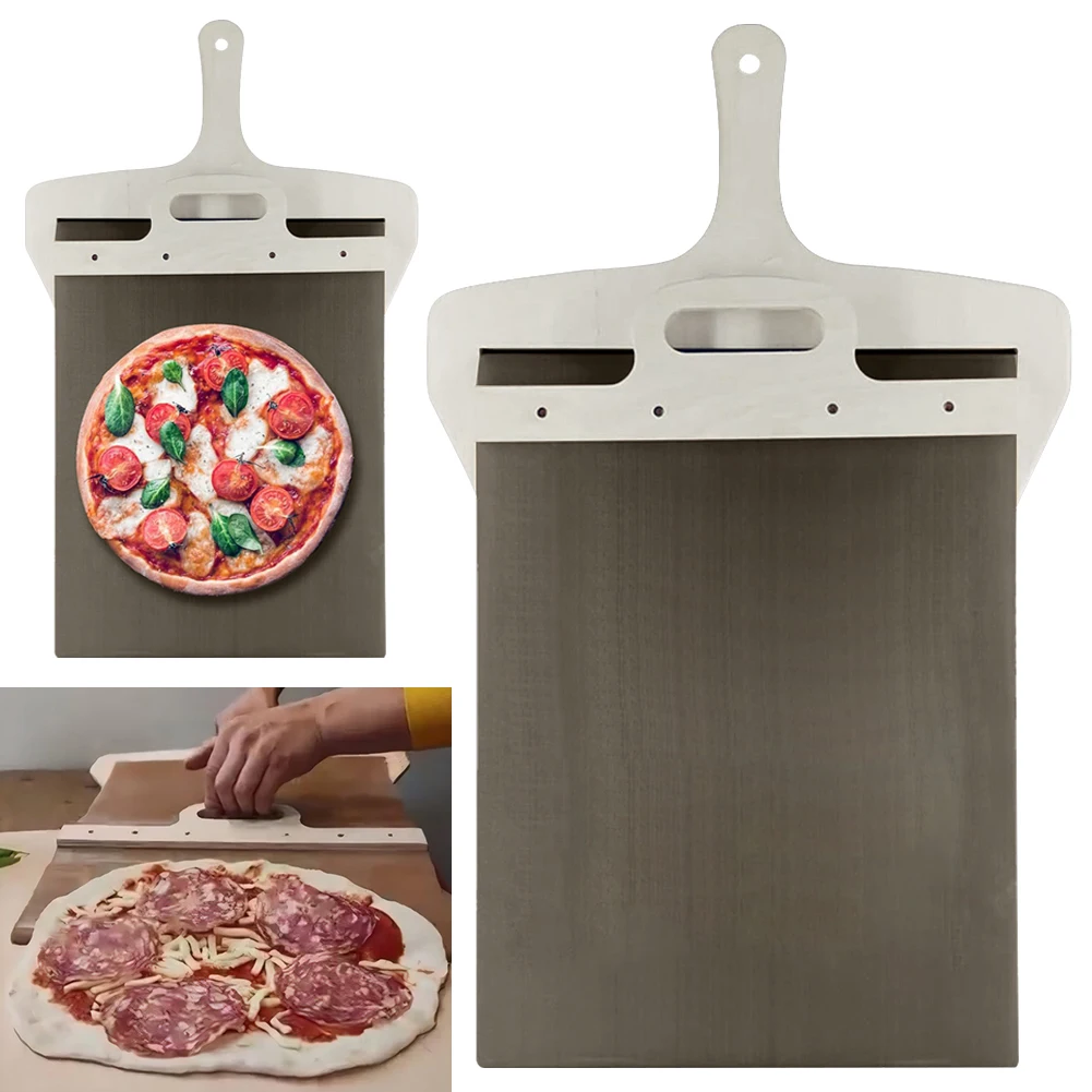 Wooden Sliding Pizza Peel with Handle Pizza Transfer Shovel Non-stick Versatile for Making Baking Bread