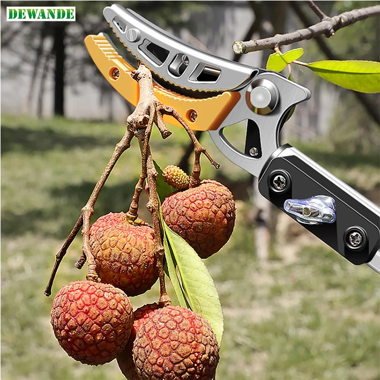Extendable Pole Telescopic Long Reach Fruit Picker Aluminum Handle Shears Industrial Grade Pruner Garden Scissors