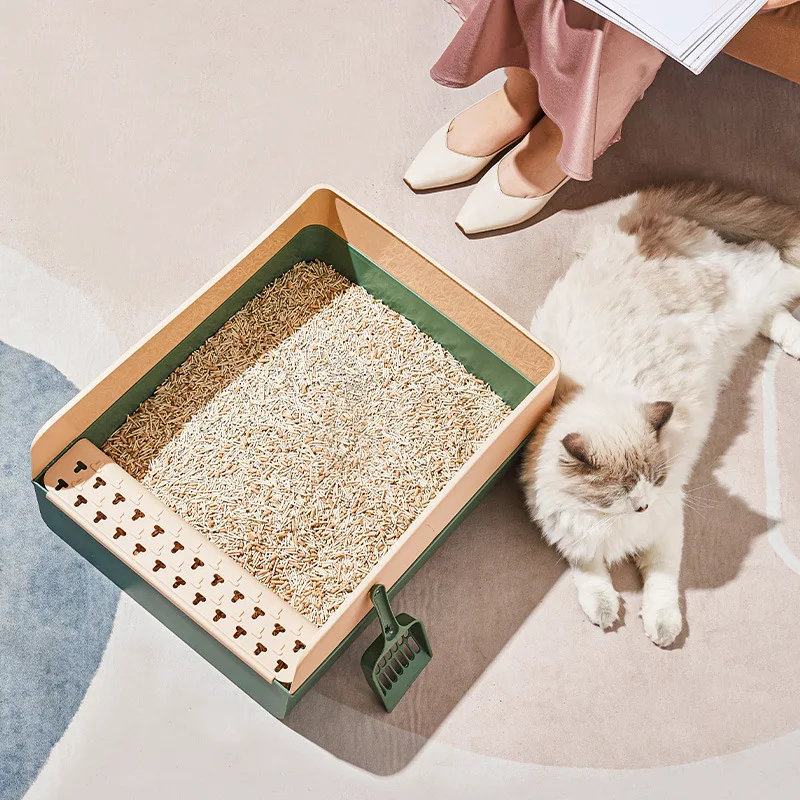 Large Semi Enclosed Cat Litter Box Toilet Deodorant Anti Sand For