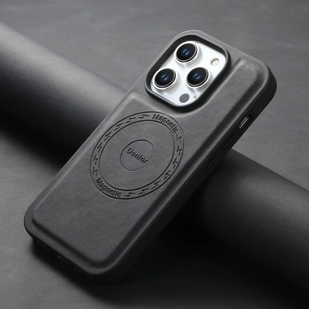 Vintage Leather Magnetic Phone Case with Magsafe Compatibility - Anti-Knock Soft Shell Cover