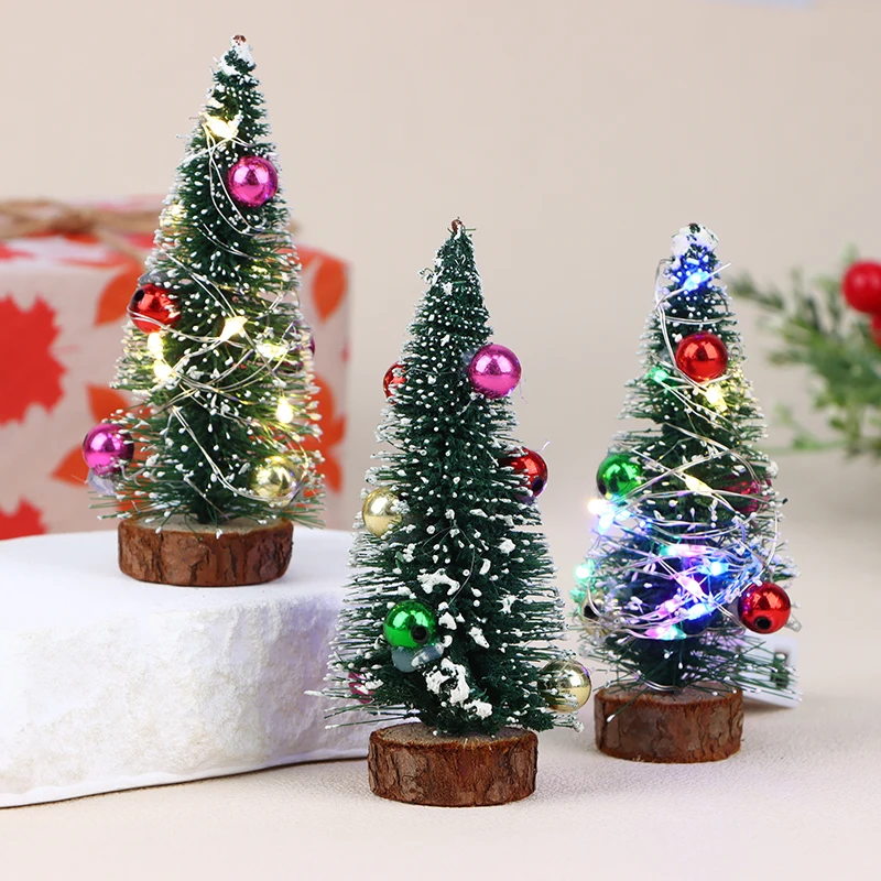 1PC Dollhouse Miniature LED Lighting Mini Artificial Christmas Trees Decorations Festival Snow Frost Xmas Tree Hoarfrost Decor 5