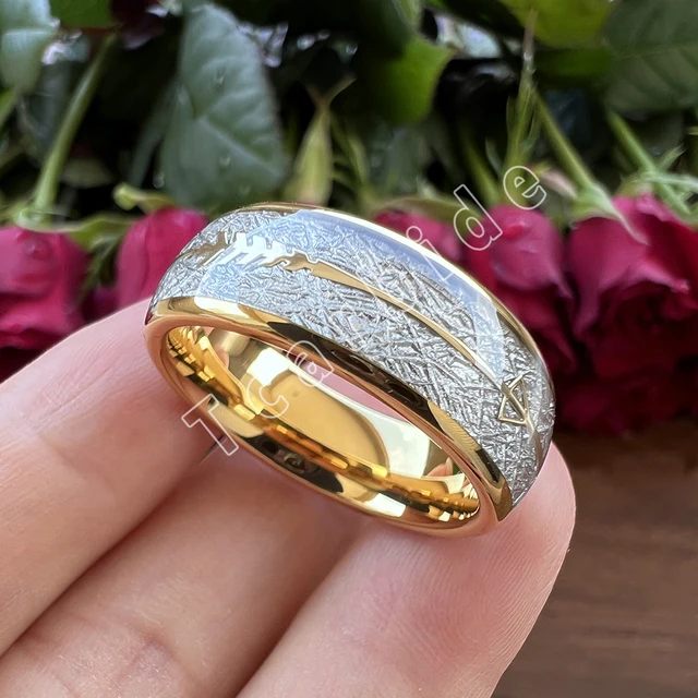 Men Women Wedding Bands Tungsten Carbide Ring With Rose Gold Steel