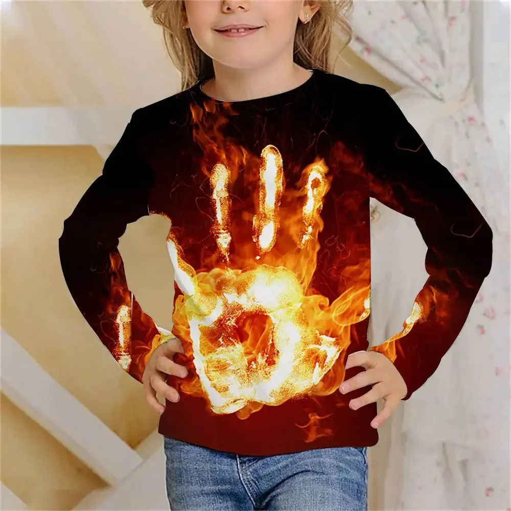 Flame Skull Long Sleeve Halloween Clothes Children Boy Casual T-Shirts  Girls 3d Graphic Tee-Shirts Fashion Autumn Tshirt Kids - AliExpress