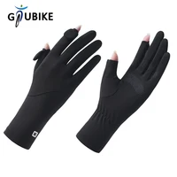 GTUBIKE Sun Protection Gloves Summer Anti-slip Lengthen Wrist Guard Touch Screen Ice Silk Riding Exposed Two Finger Glove Women 1