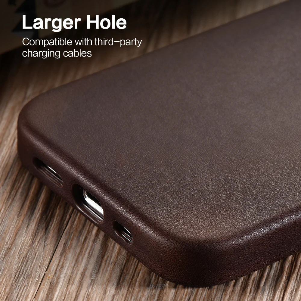 Genuine leather phone case compatible with MagSafe charger - sky case