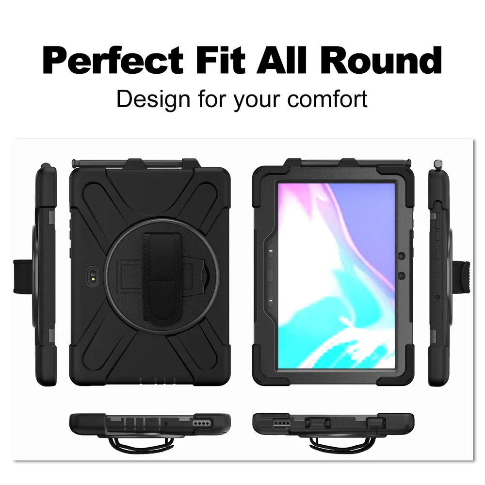 Enhanced Rugged Tablet Case with 360-Degree Rotating Stand and Silicone Shell