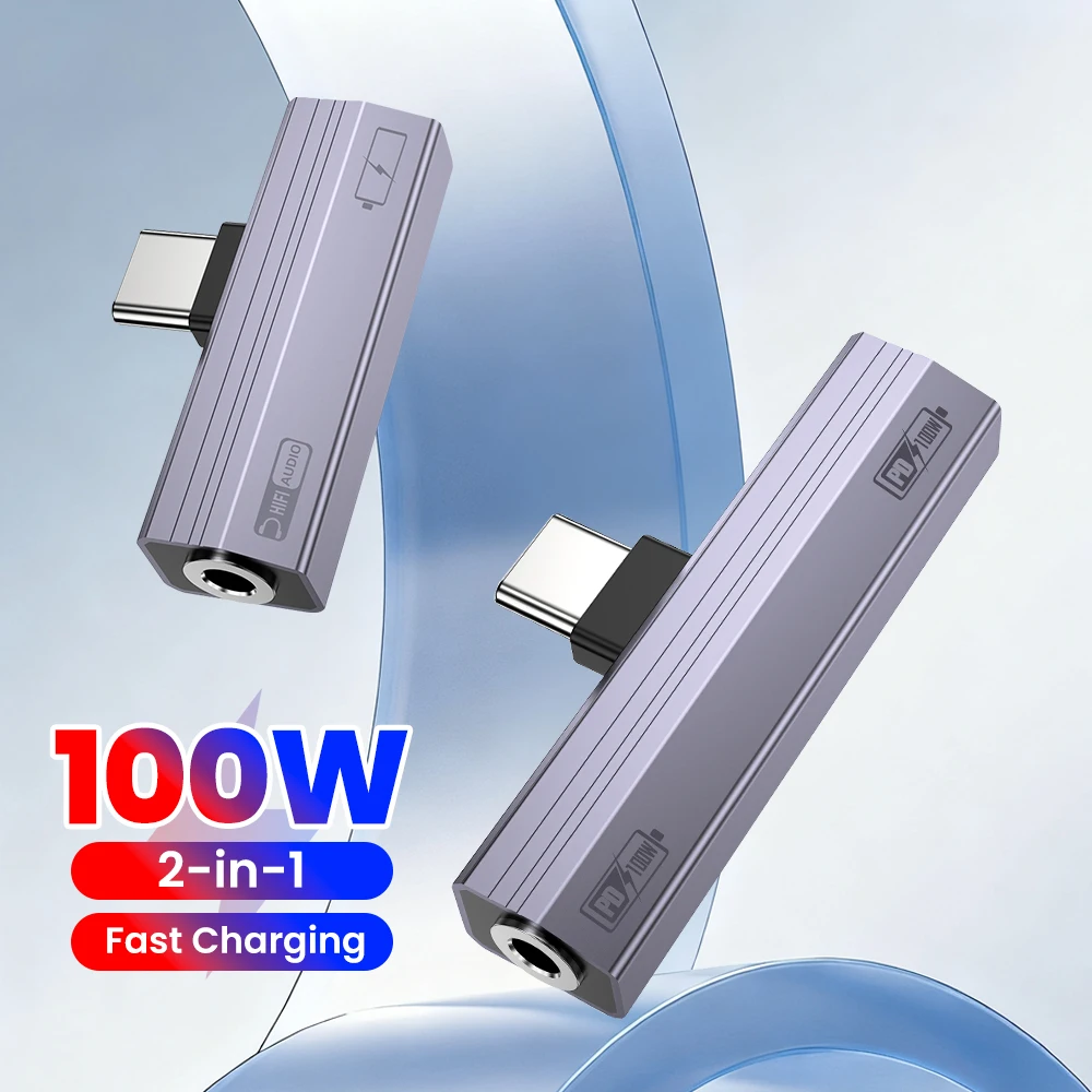 Universal USB-C to 3.5mm Audio and Charging Adapter – 2-in-1 10W/100W Fast Charge & Audio Converter