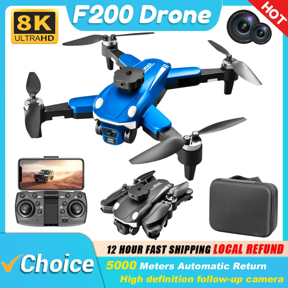 KBDFA F200 Drone Foldable QuadcopterWIFI FPV HD Aerial Photography Wide Angle Dual Camera Professional With 1080P Brushless RC drone quadcopter