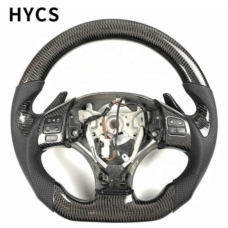 

Custom JDM Racing Carbon Fiber Steering Wheel Covered with Black Leather for Lexus IS200 IS250 IS300 RX350