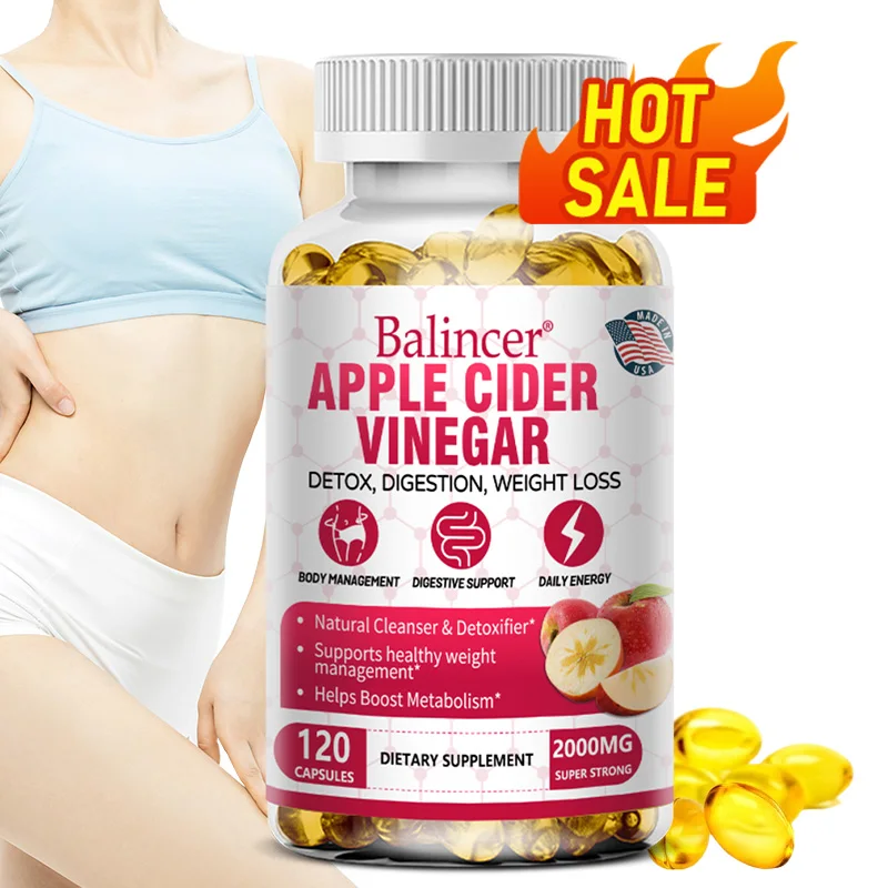 Fat Burner Apple Cider Vinegar Gummies Apple Cider Vinegar Supplement Capsules with Magnesium Green Tea for Detox Bloating Constipation