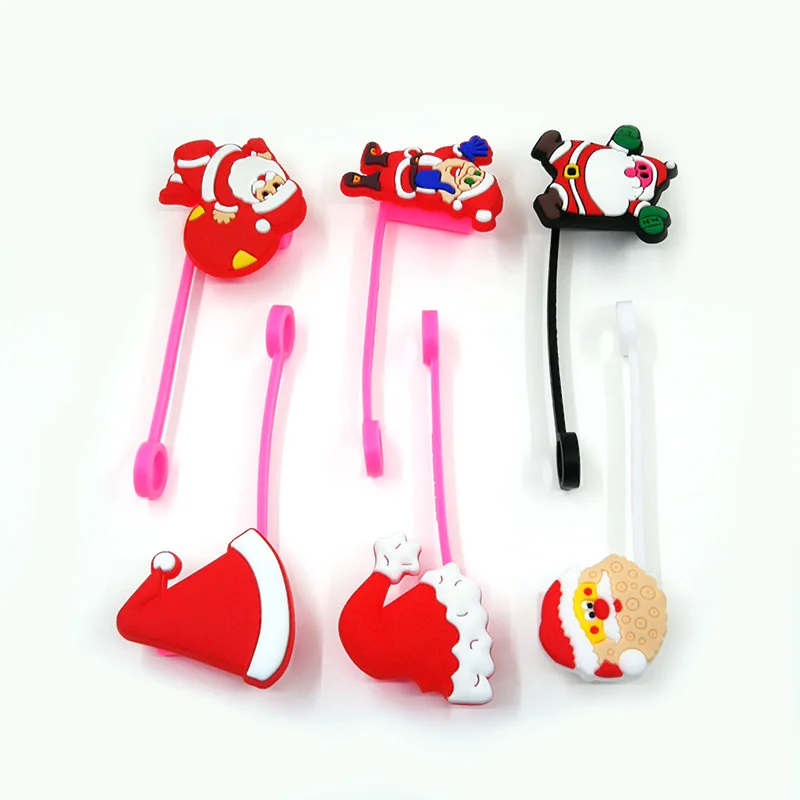 4 Pcs Christmas Straw Cover Silicone Straw Covers for Drinking  Straw,Portable Cute Straw Caps Covers Creative Straw Plug Drinking Dust Cap  for Home