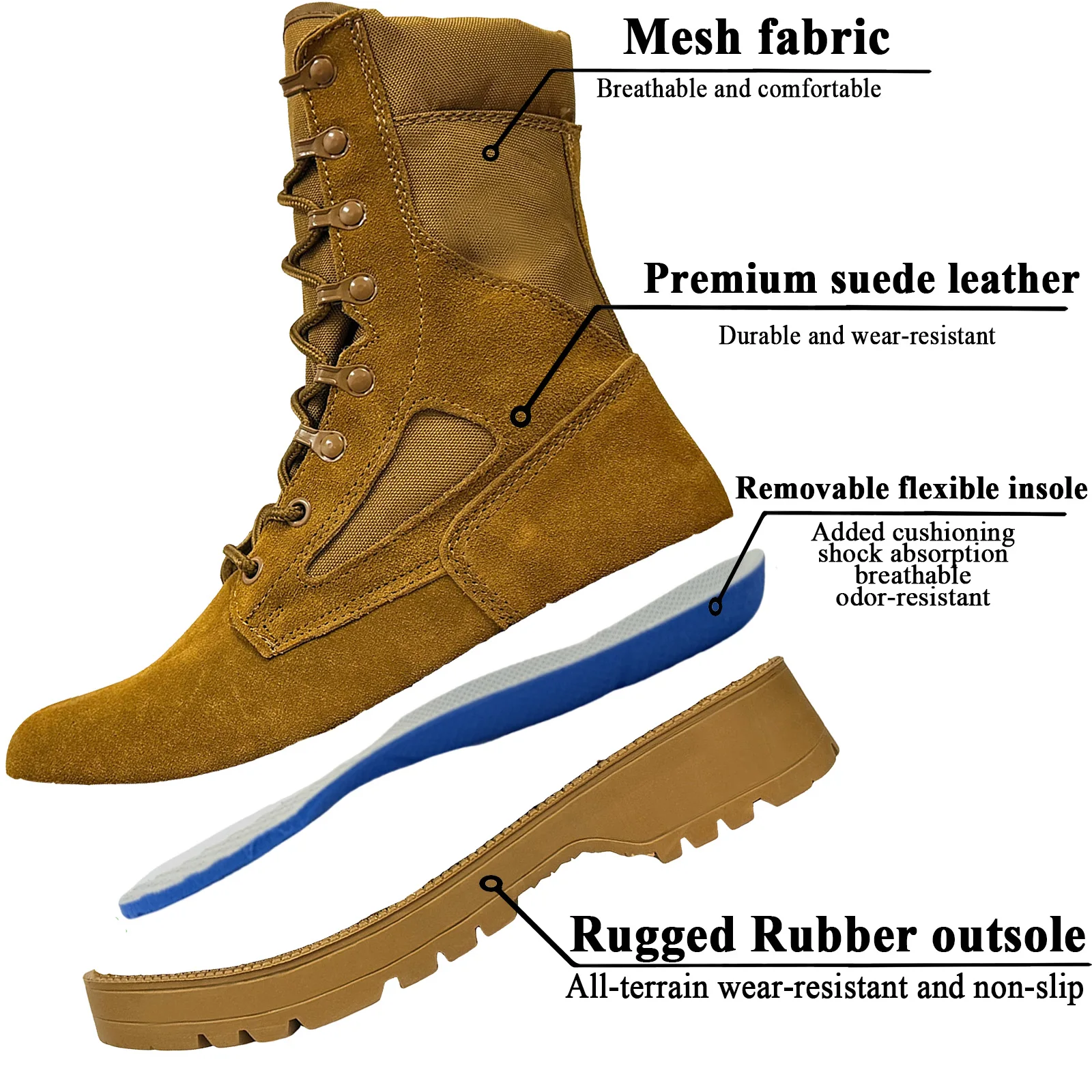 LAHORS Man Combat Tactical Boots Waterproof Outdoor Hiking Shoes Desert Army Boots Breathable Male Ankle