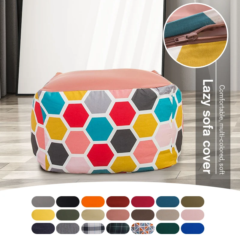 Japanese Style Unfilled Lounge Bean Bag Sofa Cover Home Soft Lazy Sofa Cozy Single Chair Pouf Couch Tatami Living Room Decor